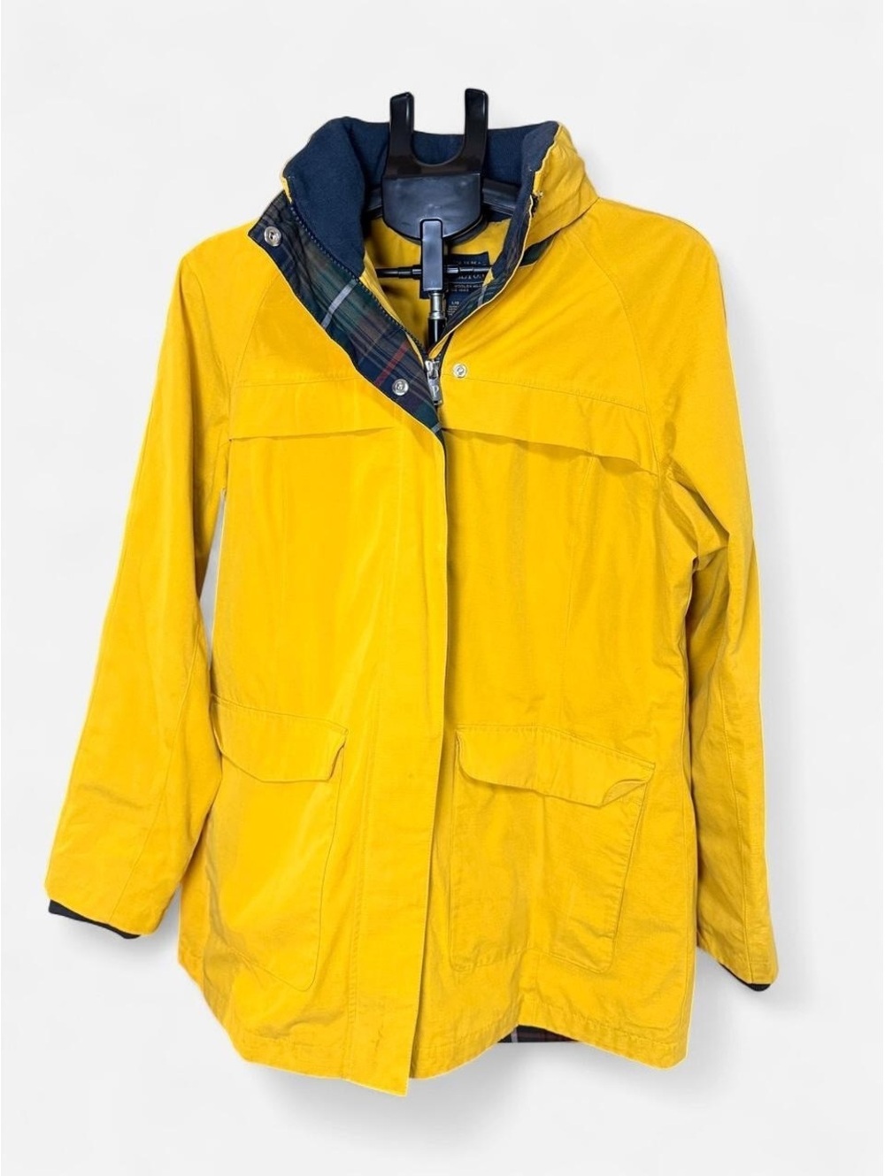 Pendleton yellow plaid lined rain jacket large hooded parka gorpcore